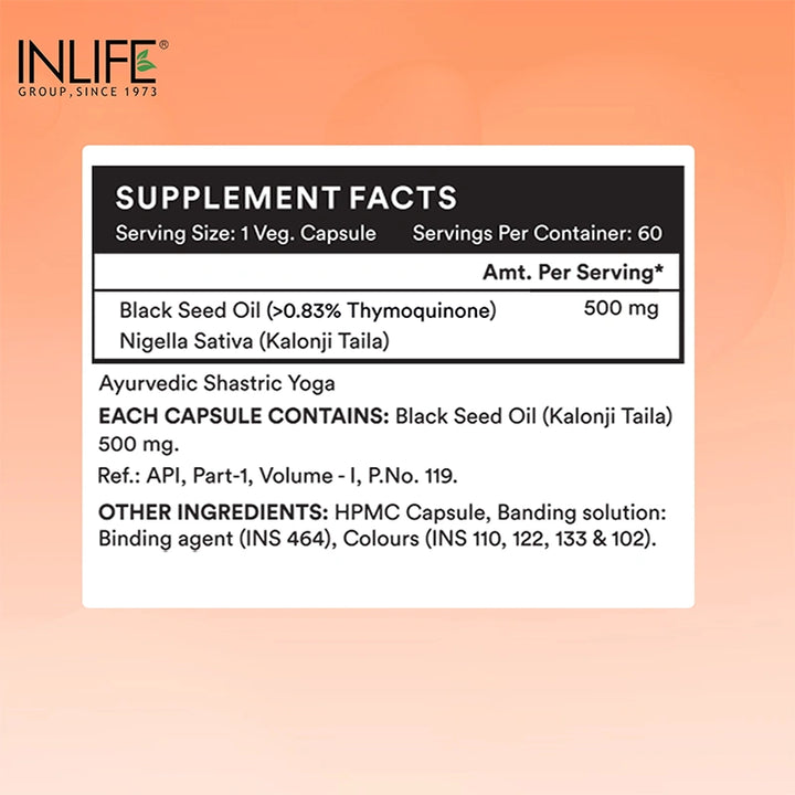 INLIFE Black Seed Oil Extra Virgin Cold Pressed, 500 mg