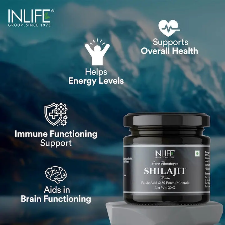 INLIFE Shilajit Resin 20g | Original Himalayan & Natural Shilajeet for Strength, Endurance & Stamina | 75% Fulvic Acid