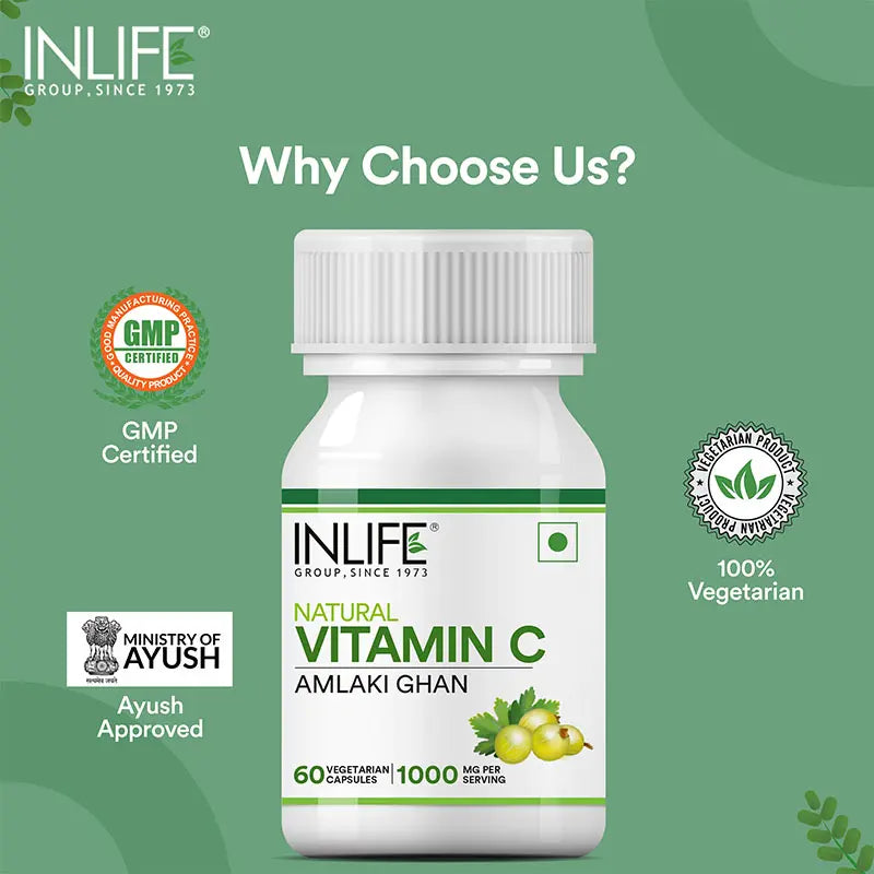 INLIFE Natural Vitamin C Amla Extract Supplement | Immunity, Overall Wellness for Men and Women