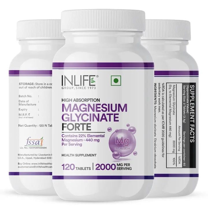 INLIFE Chelated Magnesium Glycinate Supplement 2000mg