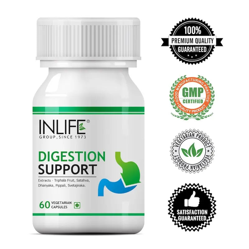 INLIFE Digestion Support Supplement with Ayurvedic Herbs | Triphala, Satahva, Dhanyaka, Pippali