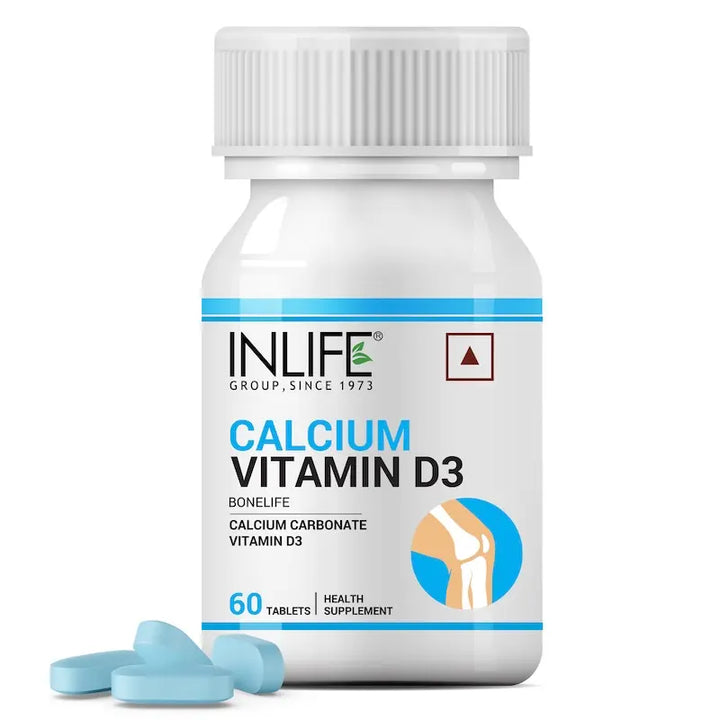 INLIFE Calcium 500 mg Vitamin D3 400 IU Supplement for Men Women