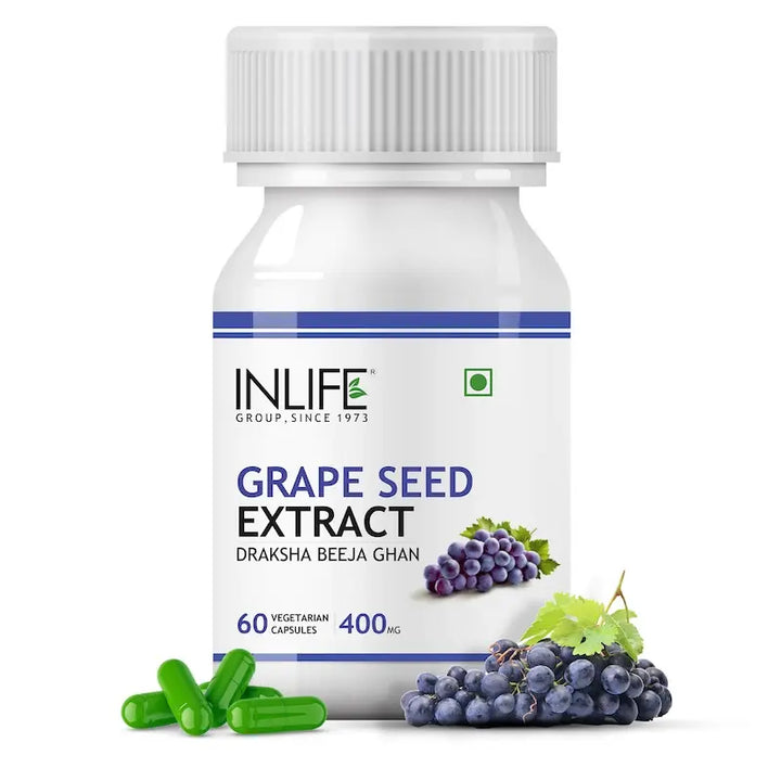 INLIFE Grape Seed Extract (Proanthocyanidins > 95%) Antioxidant, 400 mg