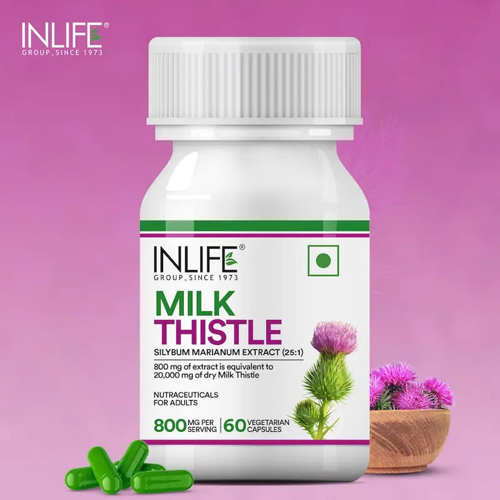 INLIFE Milk Thistle Extract 800mg (Per Serving) | 80% Silymarin Liver Support Supplement