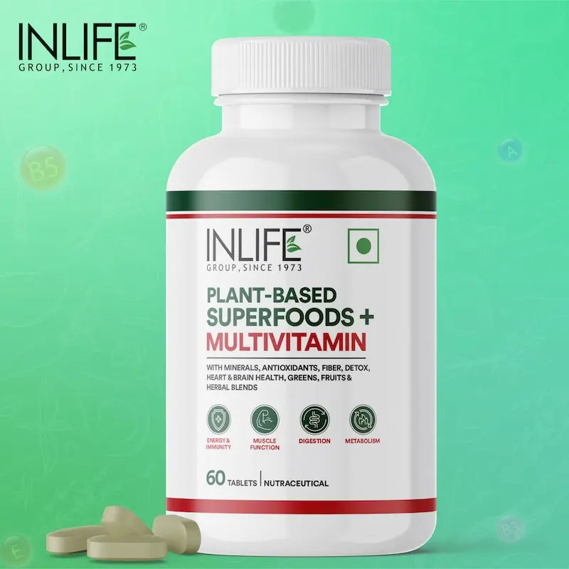 INLIFE Plant Based Multivitamins for Men & Women: Superfood+