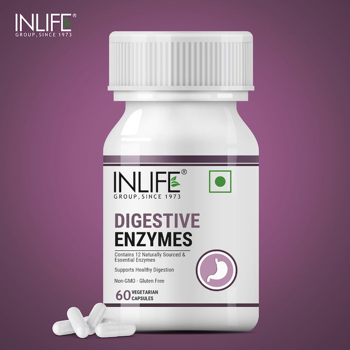 INLIFE Digestive Enzymes Supplement | Contains 12 Naturally Sourced & Essential Enzymes | Supports Healthy Digestion