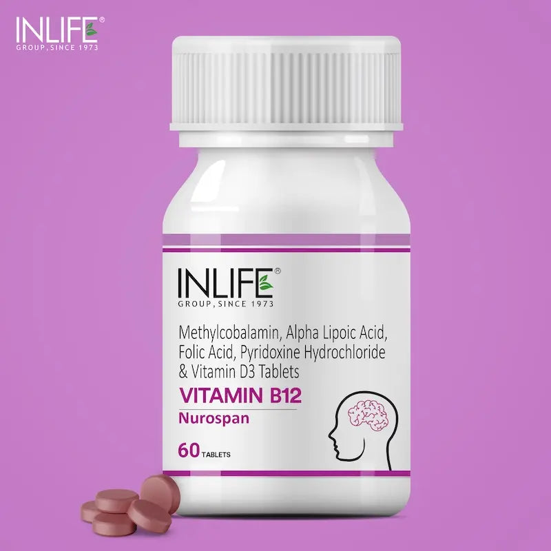 INLIFE Vitamin B12 (Methylcobalamin) 1500mcg Supplement with ALA, Folic Acid, Vitamin D3 | Nerve and Brain Health for Men & Women