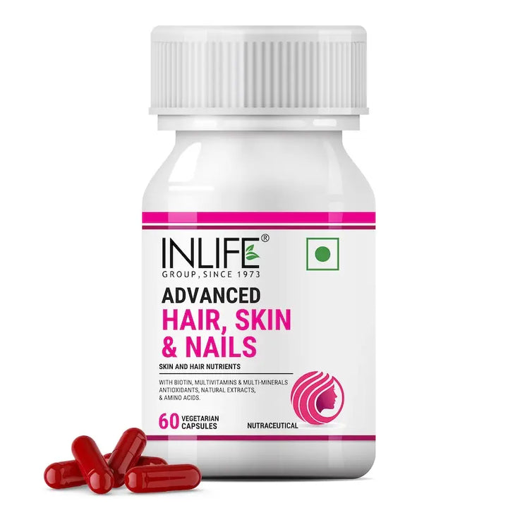 INLIFE Advanced Hair Skin & Nails Supplement with Biotin, Multivitamin Minerals Amino Acids