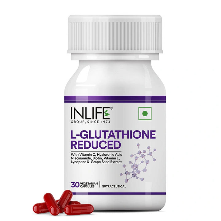 INLIFE L Glutathione Capsules 1000mg | Vitamin C Milk Thistle Grape Seed Extract Biotin | Skin and Liver Health Supplement for Men Women