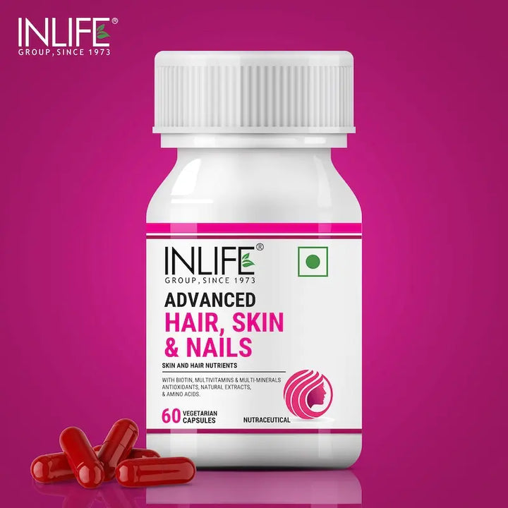 INLIFE Advanced Hair Skin & Nails Supplement with Biotin, Multivitamin Minerals Amino Acids