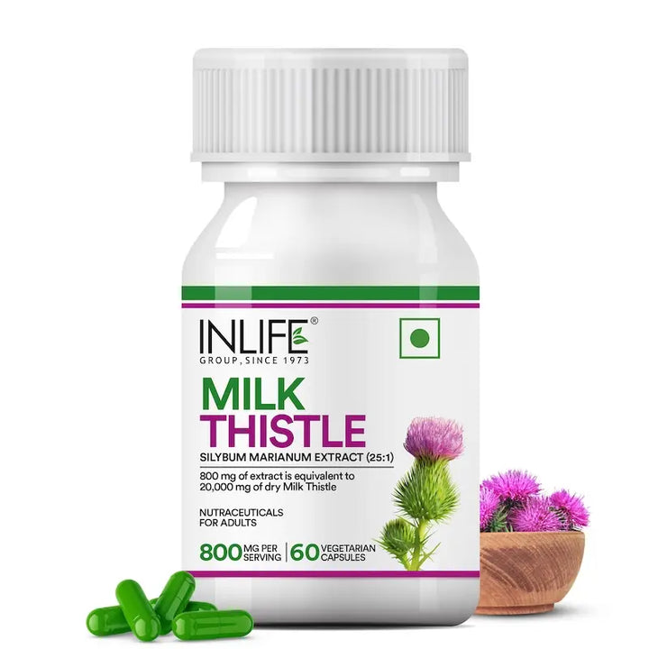 INLIFE Milk Thistle Extract 800mg (Per Serving) | 80% Silymarin Liver Support Supplement