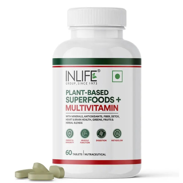 INLIFE Plant Based Multivitamins for Men & Women: Superfood+