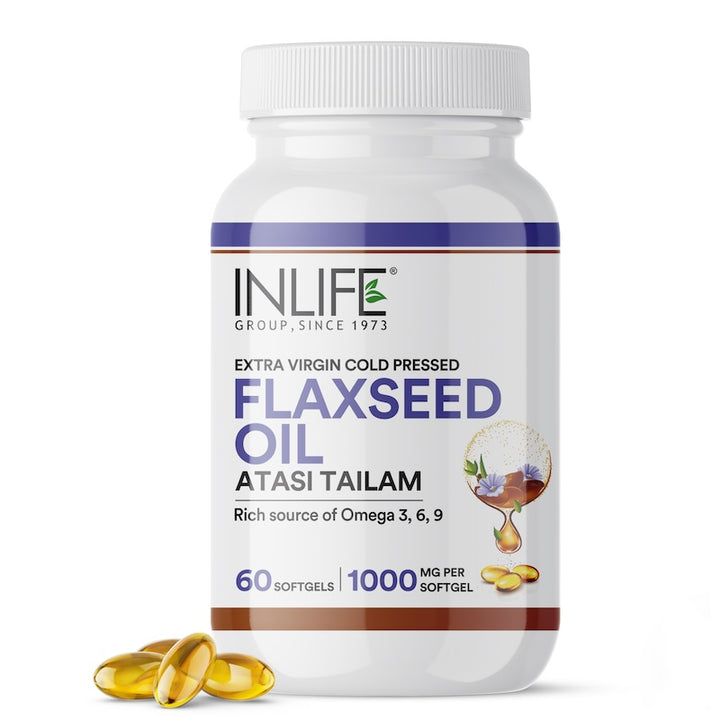 INLIFE Flaxseed Oil 1000mg Capsule Omega 3 6 9 Extra Virgin Cold Pressed Oil