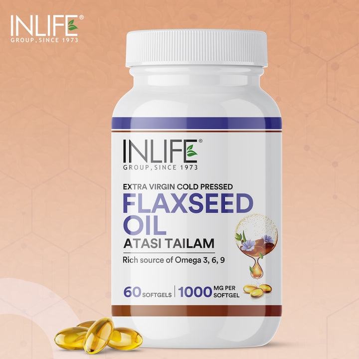 INLIFE Flaxseed Oil 1000mg Capsule Omega 3 6 9 Extra Virgin Cold Pressed Oil