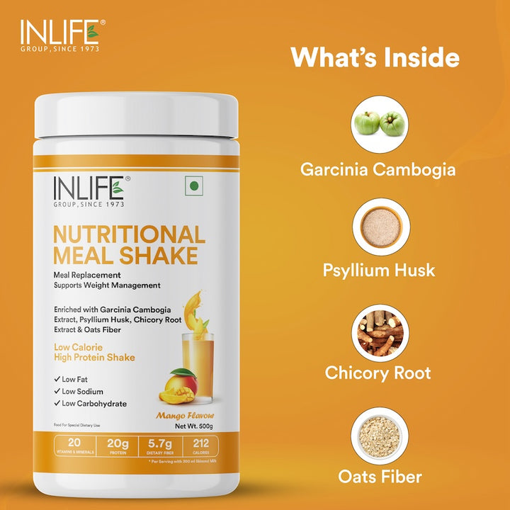 INLIFE Nutritional Meal Replacement Protein Shake, 11g Protein, 0g Added Sugar (500g 16 Servings)