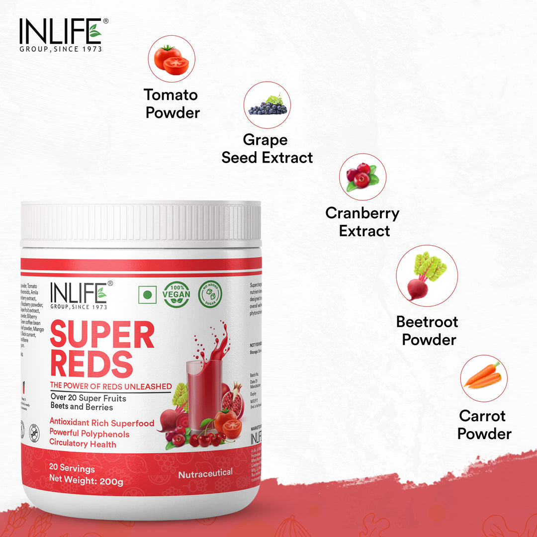 INLIFE Super Reds Powder | Energize with Powerful Antioxidants Supports Energy - 200g
