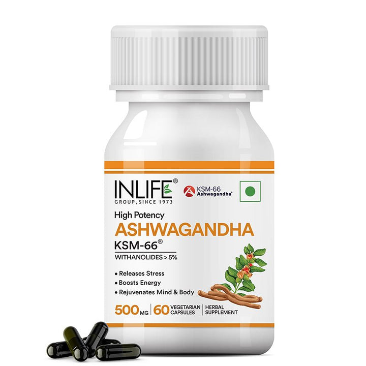 Inlife Ashwagandha KSM - 66 with Withanolides (More than 5%) | Veg Capsules - Inlife Pharma Private Limited