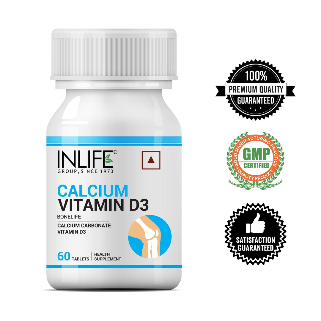 INLIFE Calcium 500 mg Vitamin D3 400 IU Supplement for Men Women - INLIFE Healthcare (International)