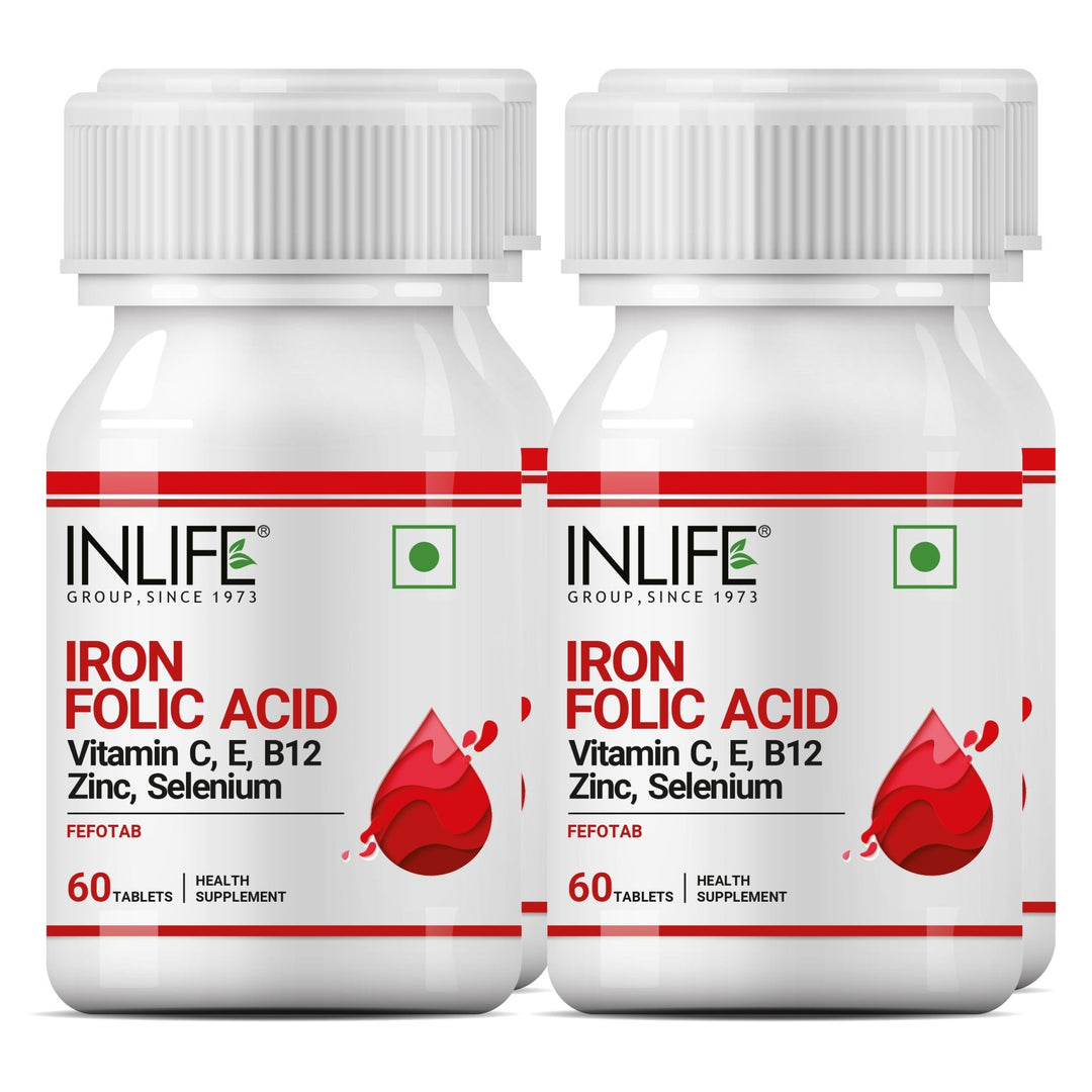 INLIFE Chelated Iron, Folic Acid, Vitamin C, E, B12, Zinc & Selenium Supplement - INLIFE Healthcare (International)