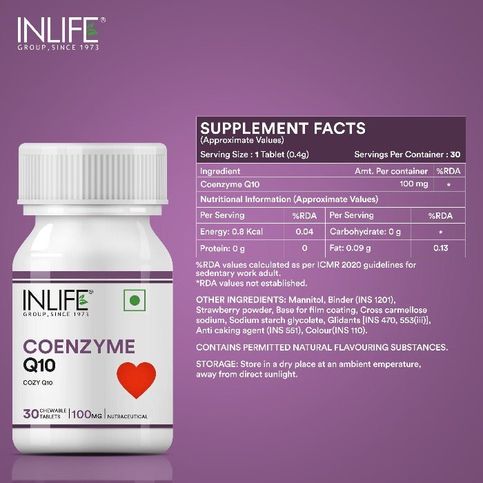 INLIFE Coenzyme Q10 CoQ10 Ubiquinone Supplement, 100mg - INLIFE Healthcare (International)