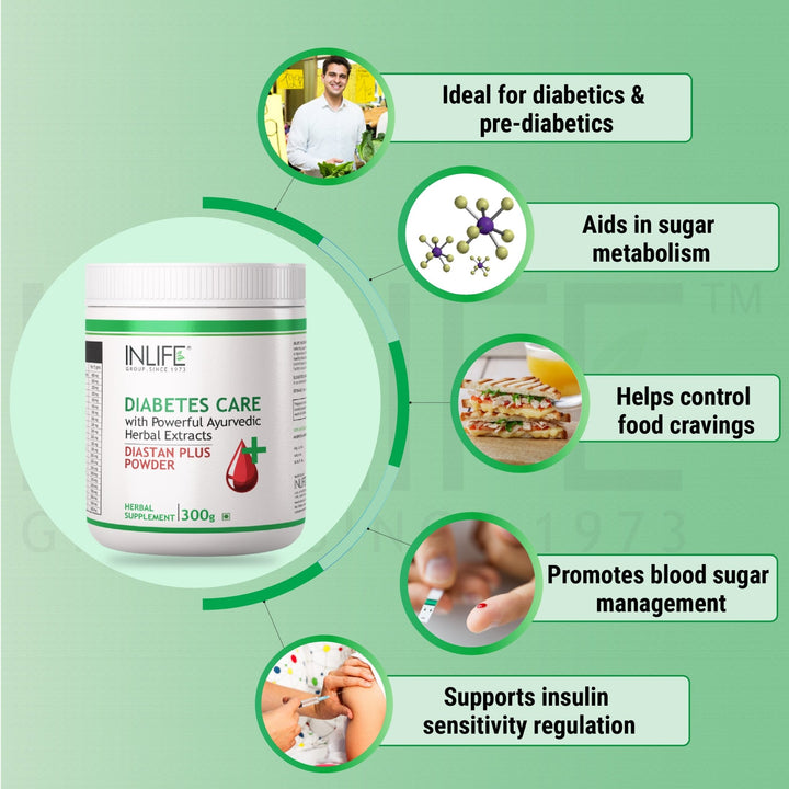 INLIFE Diastan Plus Powder Diabetes Care Ayurvedic Herbal Supplement, 300 grams - INLIFE Healthcare (International)