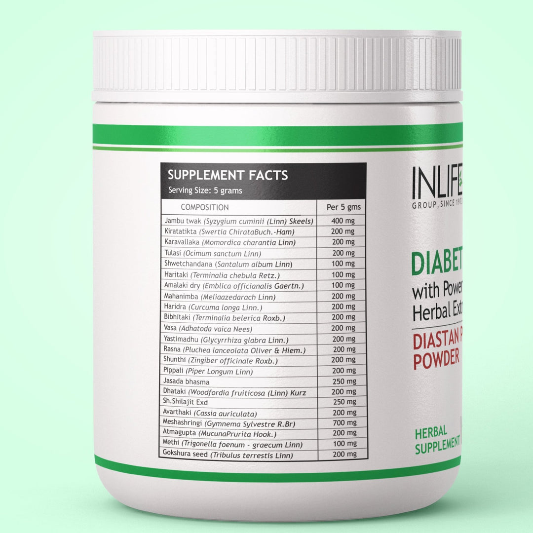 INLIFE Diastan Plus Powder Diabetes Care Ayurvedic Herbal Supplement, 300 grams - INLIFE Healthcare (International)