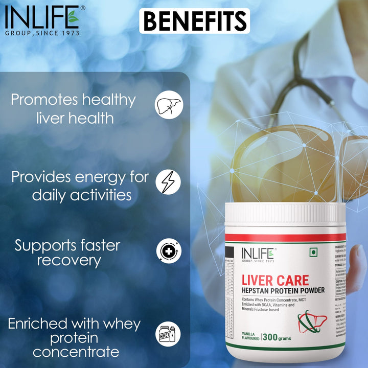 INLIFE Hepstan Liver Care Support Protein Powder Supplement - 300 Grams (Vanilla) - INLIFE Healthcare (International)