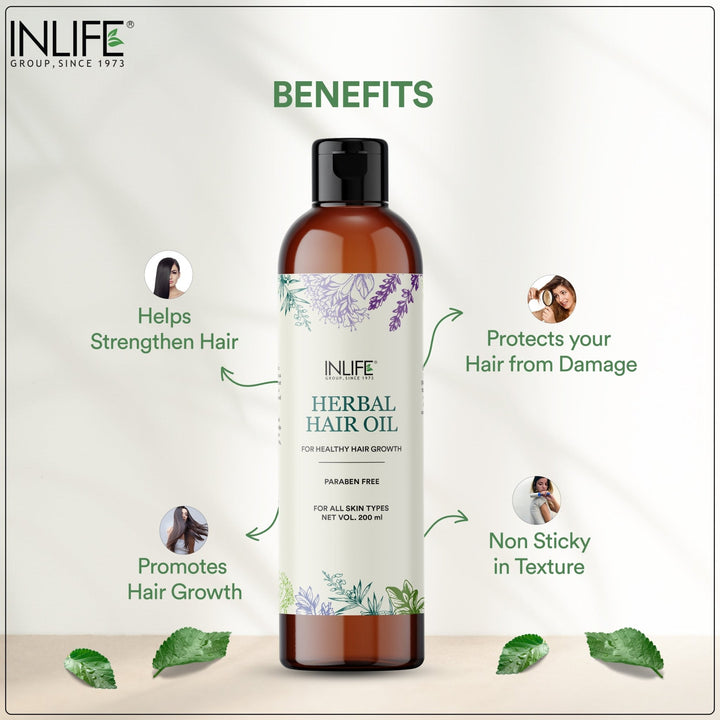 INLIFE Herbal Hair Oil For Deep Nourishment, Paraben Free, 200ml - INLIFE Healthcare (International)