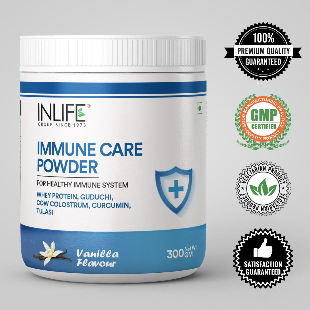 INLIFE Immunity Booster Protein Powder, Whey Protein with Ayurvedic Herbs - 300 g (Vanilla) - INLIFE Healthcare (International)