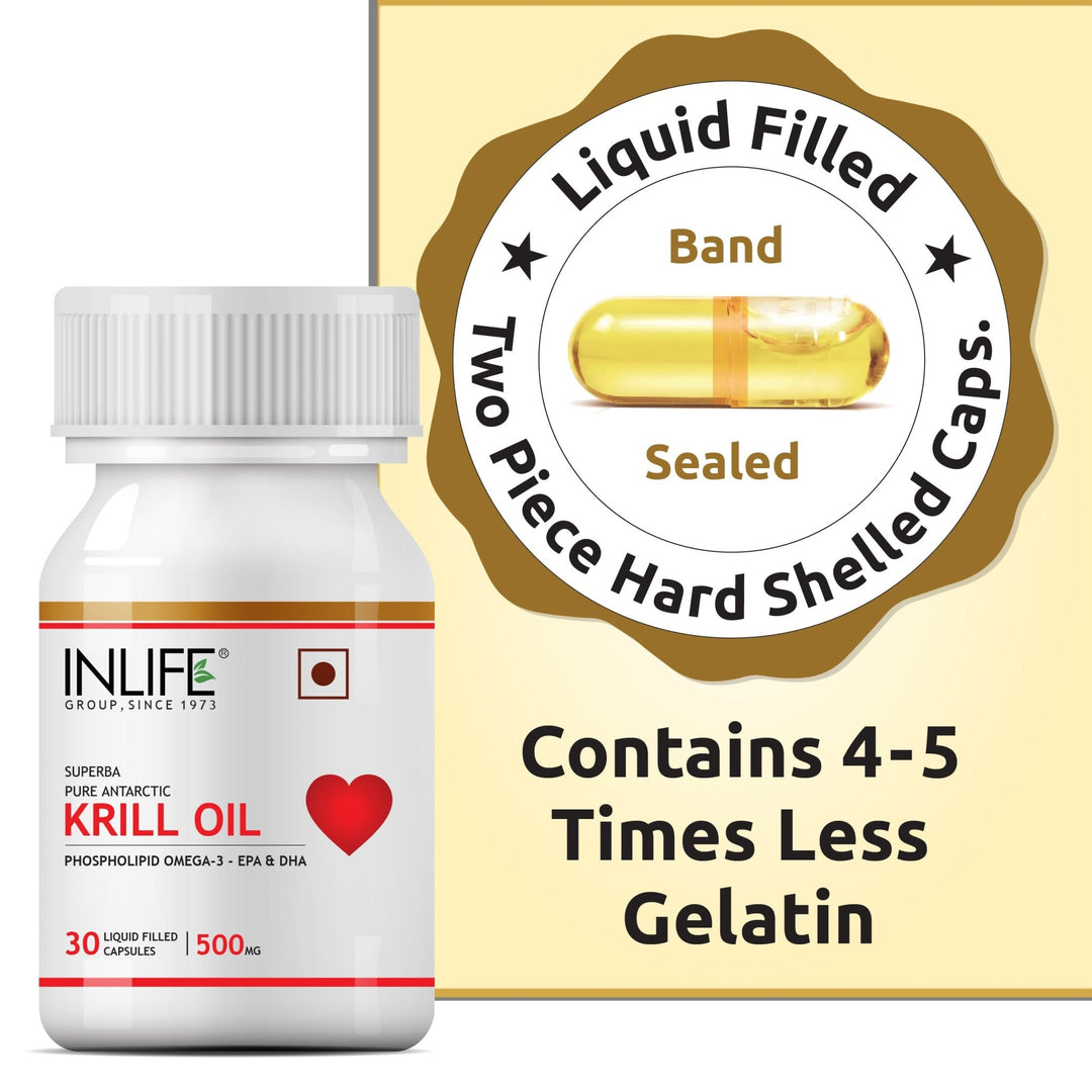 INLIFE Krill Oil (Superba Make) Phospholipid Omega 3 with Astaxanthin 500 mg - INLIFE Healthcare (International)