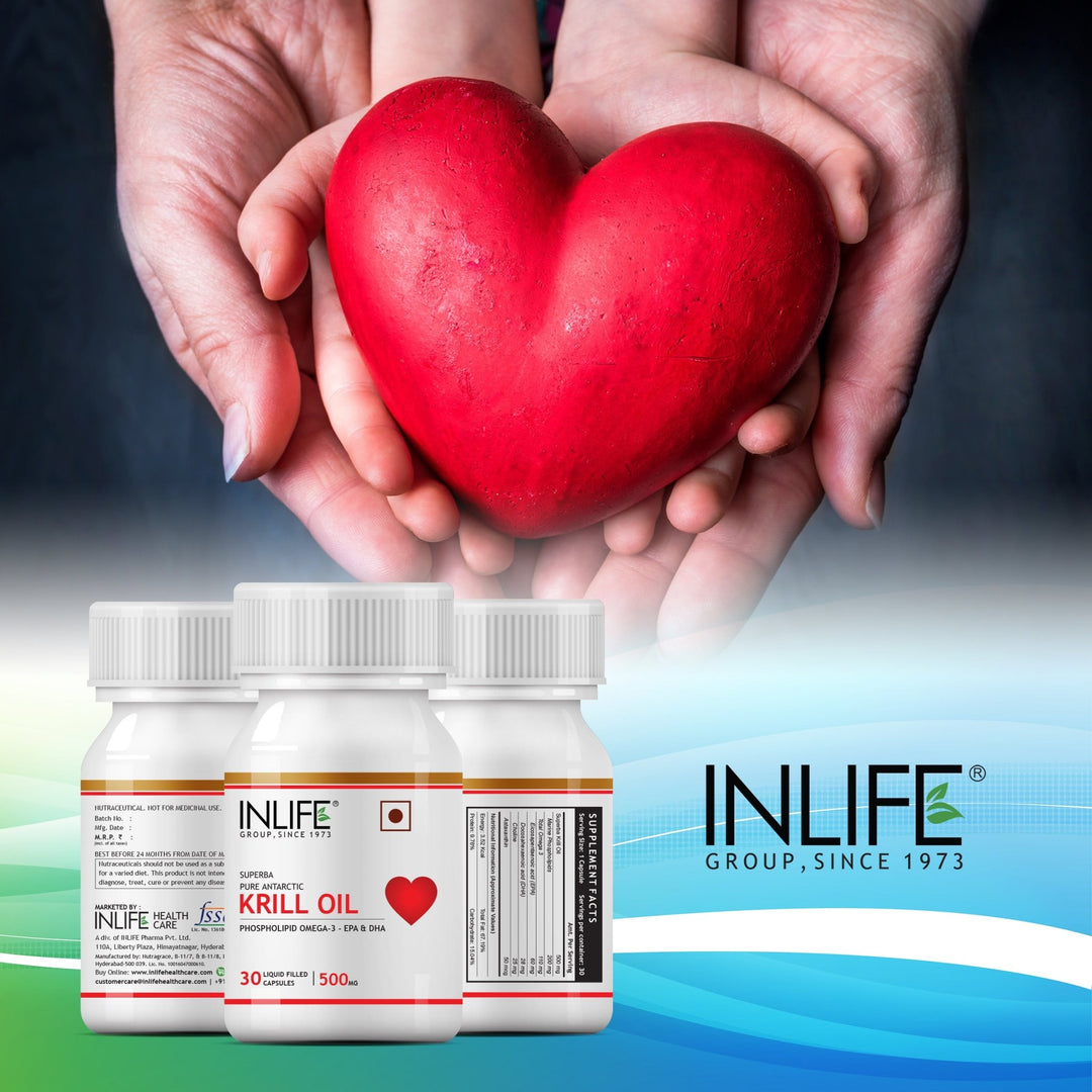 INLIFE Krill Oil (Superba Make) Phospholipid Omega 3 with Astaxanthin 500 mg - INLIFE Healthcare (International)