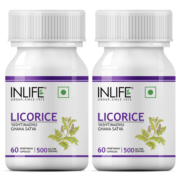 INLIFE Licorice Root Extract with 20% Glycyrrhizinic Acid Supplement, 500 mg - INLIFE Healthcare (International)