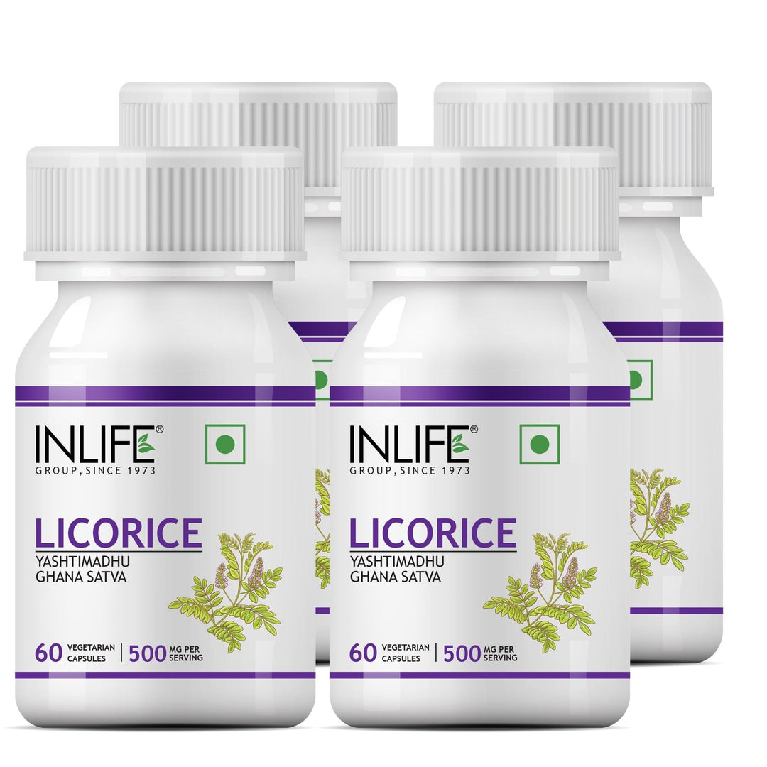 INLIFE Licorice Root Extract with 20% Glycyrrhizinic Acid Supplement, 500 mg - INLIFE Healthcare (International)