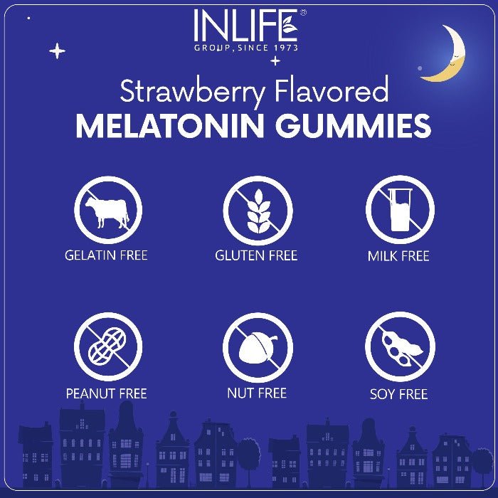 INLIFE Melatonin Gummies 5mg, for Men Women (Strawberry) - INLIFE Healthcare (International)