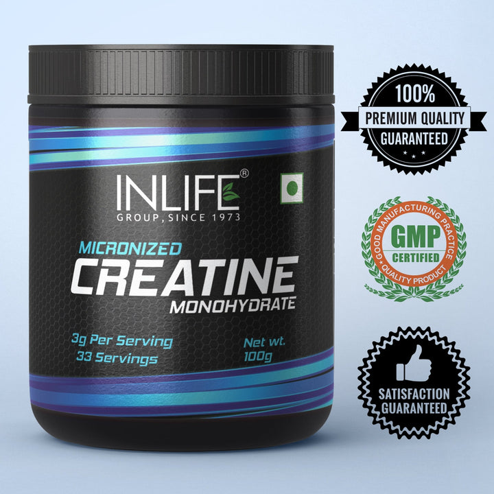 INLIFE Micronized Creatine Monohydrate Powder Supplement - 100 grams (Unflavoured) - INLIFE Healthcare (International)