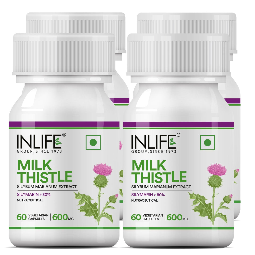 INLIFE Milk Thistle (80% Silymarin) 600mg, 60 Vegetarian Capsules - INLIFE Healthcare (International)