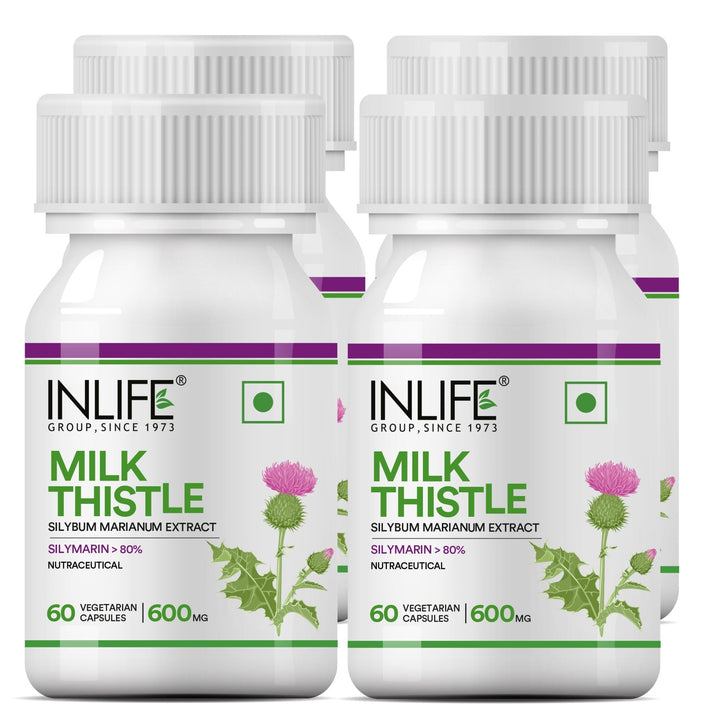 INLIFE Milk Thistle (80% Silymarin) 600mg, 60 Vegetarian Capsules - INLIFE Healthcare (International)