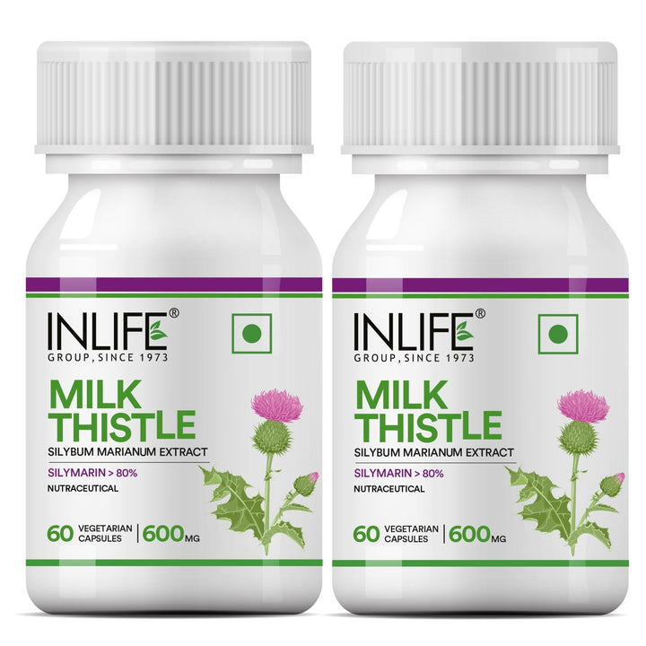 INLIFE Milk Thistle (80% Silymarin) 600mg, 60 Vegetarian Capsules - INLIFE Healthcare (International)