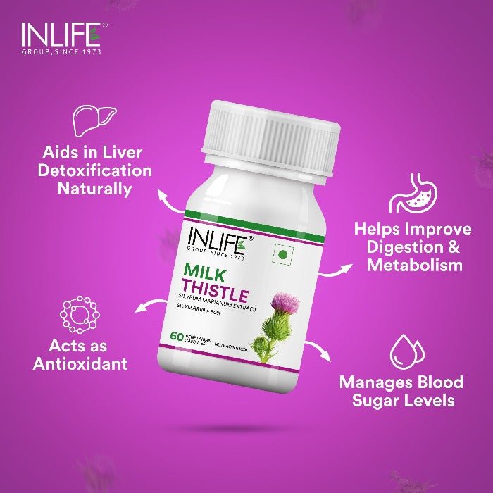 INLIFE Milk Thistle 80% Silymarin Liver Cleanse Supplement 400 mg - INLIFE Healthcare (International)