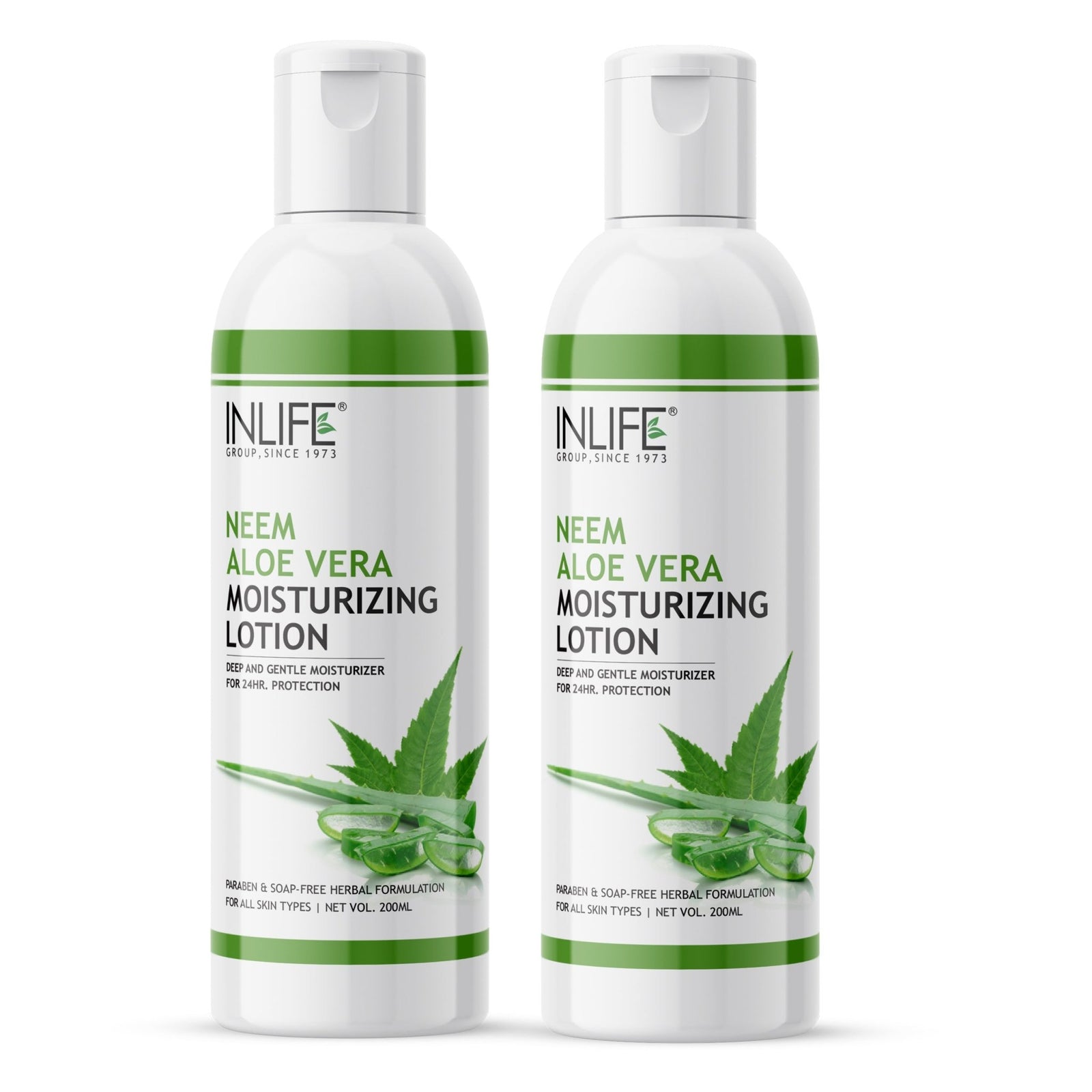 INLIFE Natural Aloe Vera Neem Moisturizing Face Lotion, Paraben Free, 200ml - INLIFE Healthcare (International)