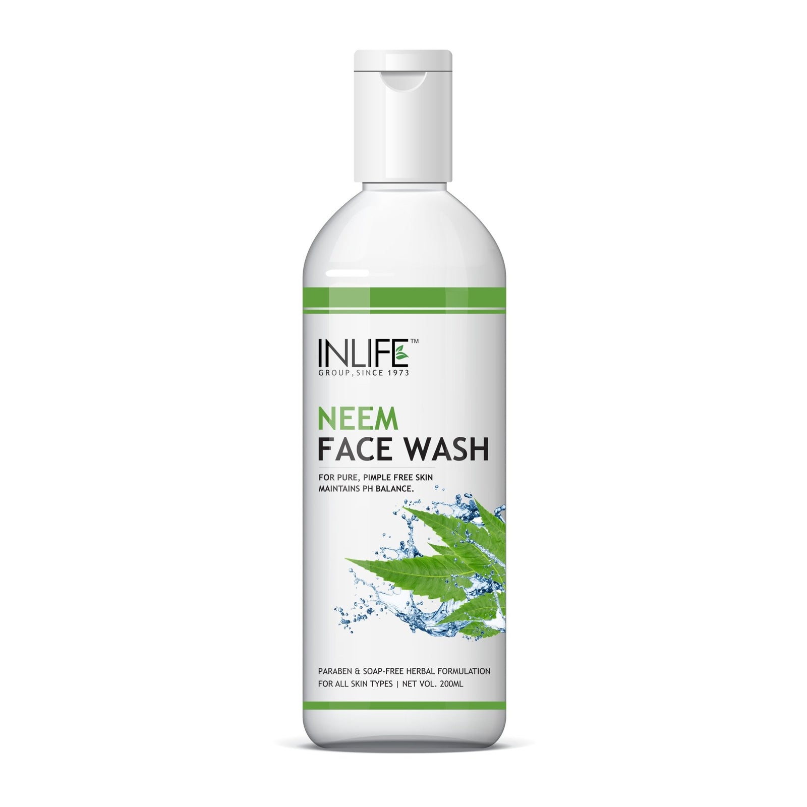 INLIFE Natural Neem Face Wash, Soap & Paraben Free for Acne & Black Spots, 200ml - INLIFE Healthcare (International)