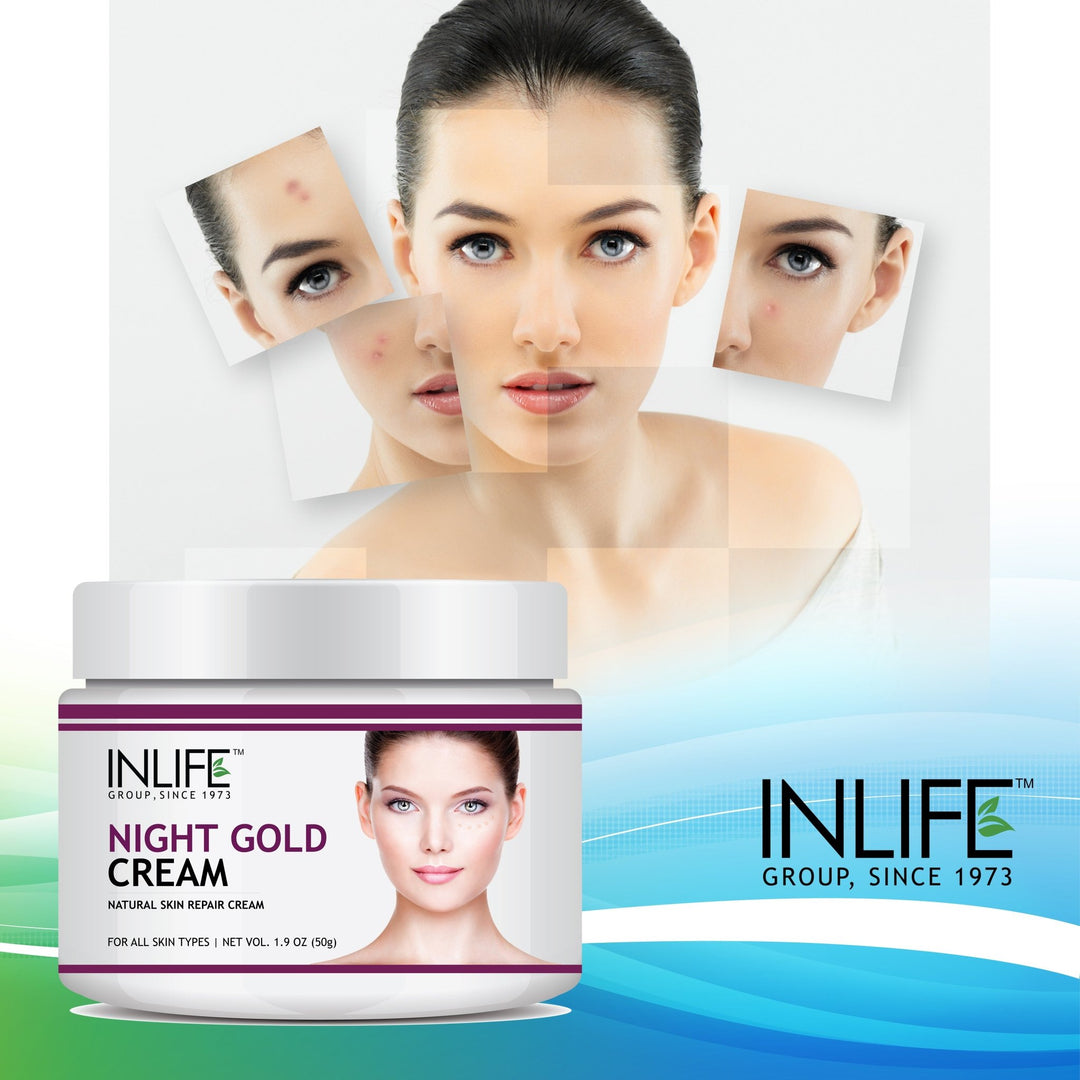 INLIFE Natural Night Gold Cream, Skin Repair, Anti Aging, 50g - INLIFE Healthcare (International)