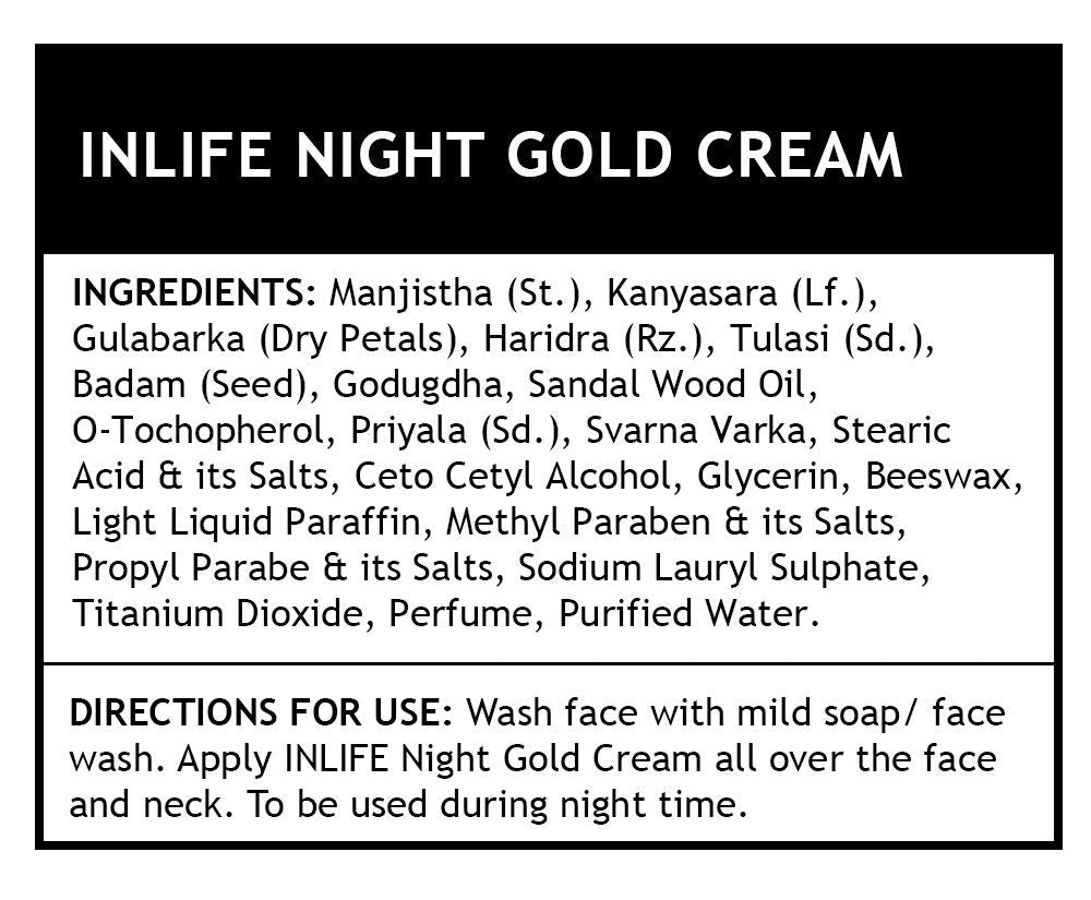 INLIFE Natural Night Gold Cream, Skin Repair, Anti Aging, 50g - INLIFE Healthcare (International)