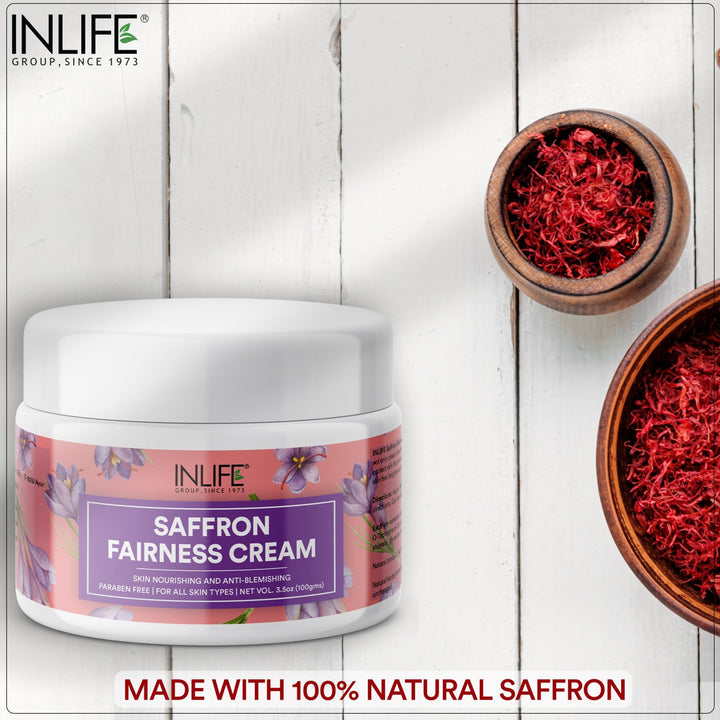 INLIFE Natural Saffron Cream for Blemishes Dark Circles & Spots, 100g - INLIFE Healthcare (International)