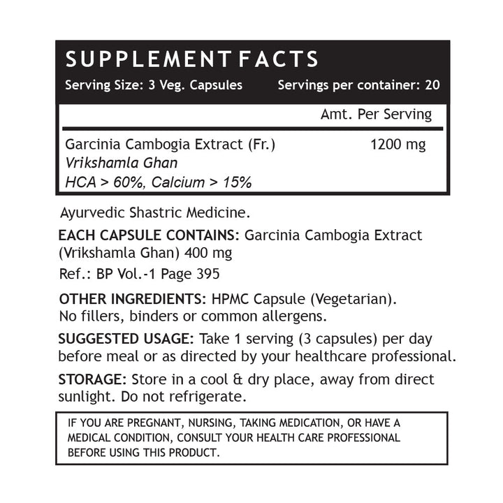 INLIFE Pure Garcinia Cambogia Fruit Extract (60% HCA) Supplement, 1200mg - INLIFE Healthcare (International)