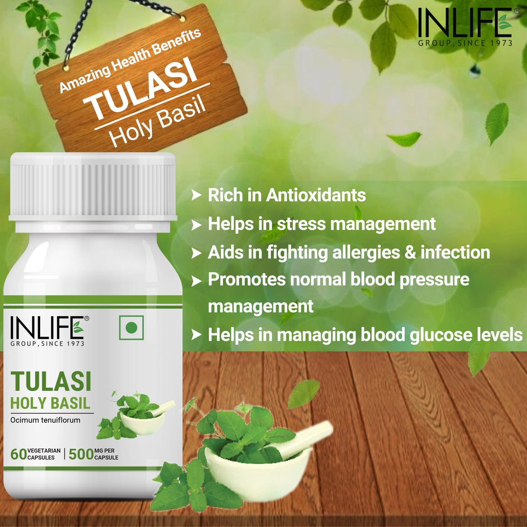 INLIFE Tulsi (Tulasi) Extract Holy Basil Supplement, 500mg - INLIFE Healthcare (International)