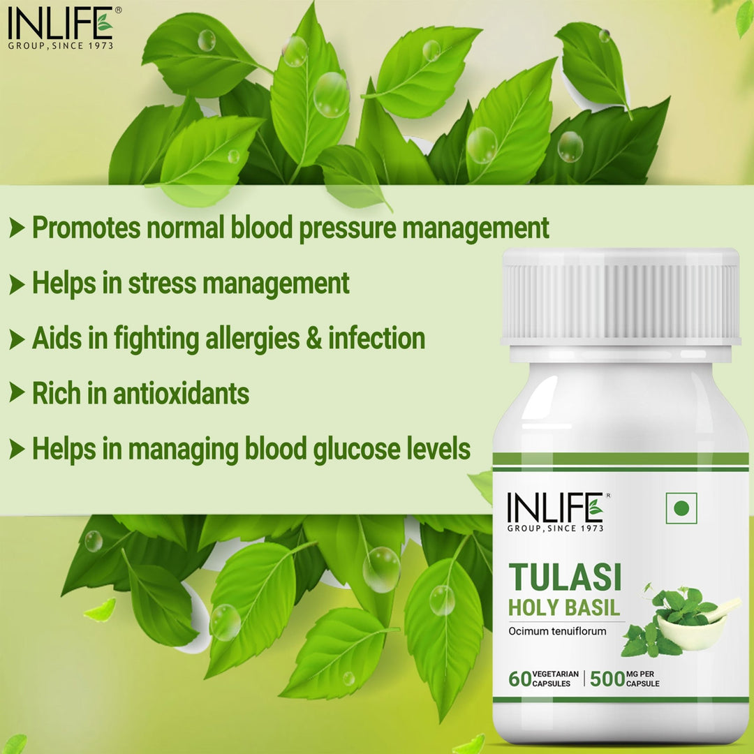 INLIFE Tulsi (Tulasi) Extract Holy Basil Supplement, 500mg - INLIFE Healthcare (International)