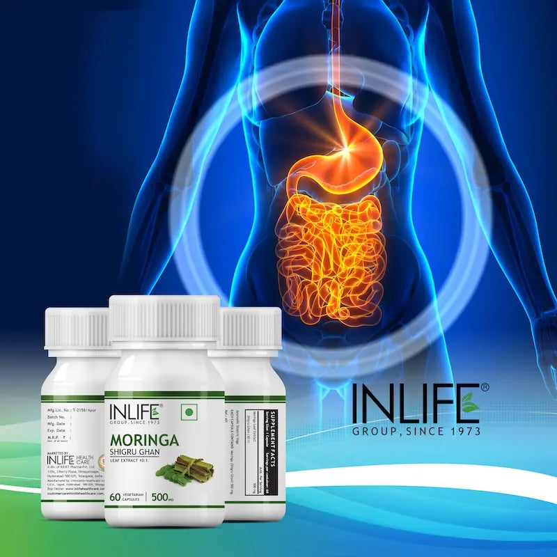 INLIFE Moringa Capsules 500mg | Leaf Extract (10:1) Powder Supplement | Water Distillation Extraction