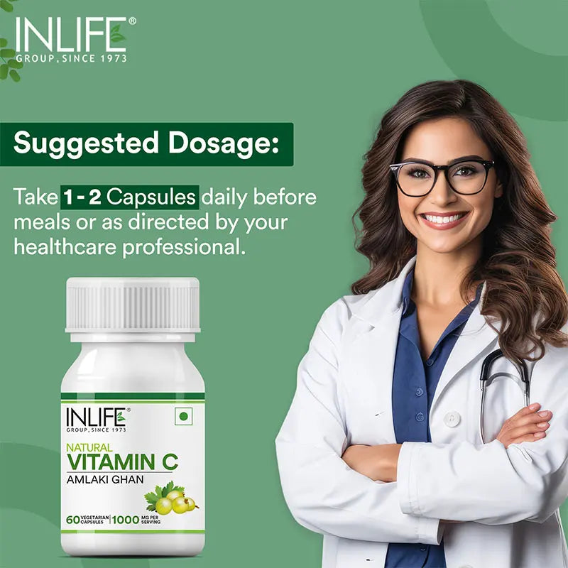 INLIFE Natural Vitamin C Amla Extract Supplement | Immunity, Overall Wellness for Men and Women