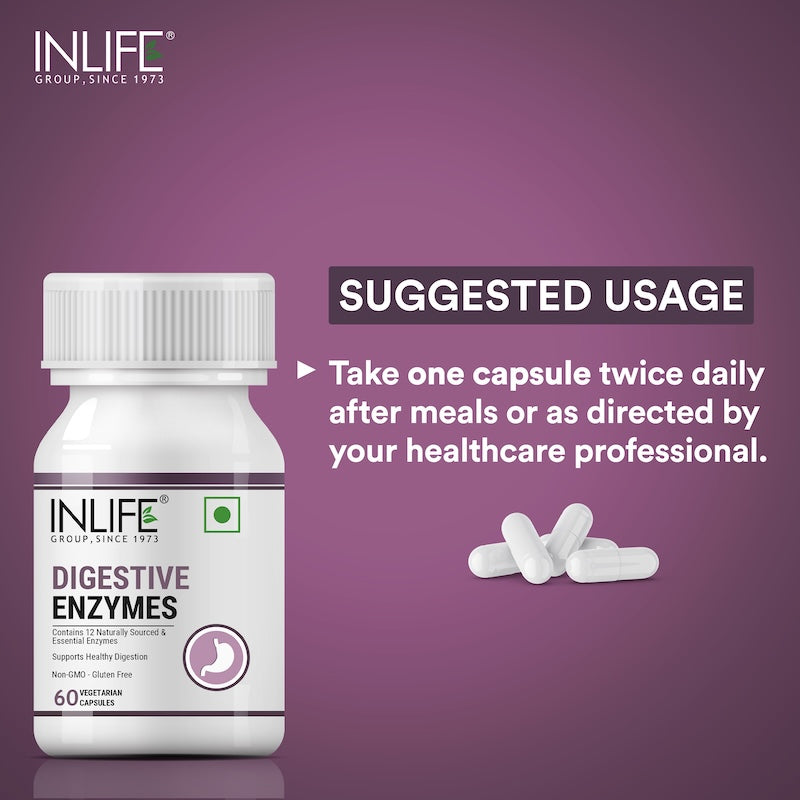 INLIFE Digestive Enzymes Supplement | Contains 12 Naturally Sourced & Essential Enzymes | Supports Healthy Digestion